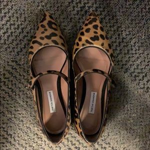 Tabitha Simmons Leopard Print Calf Hair Flats 37
